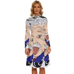 Albert Einstein Physicist Long Sleeve Shirt Collar A-line Dress by Maspions