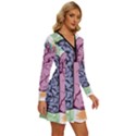 Brain Heart Balance Emotion Long Sleeve Deep V Mini Dress  View3