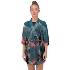 Astronaut Moon Space Nasa Planet Half Sleeve Chiffon Kimono by Maspions