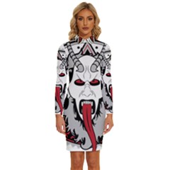 Krampus Long Sleeve Shirt Collar Bodycon Dress by Maspions