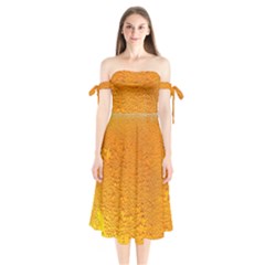 Beer Bubbles Pattern Shoulder Tie Bardot Midi Dress by Maspions