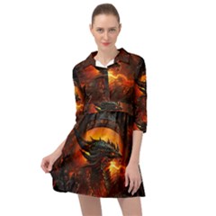 Dragon Fire Fantasy Art Mini Skater Shirt Dress by Maspions