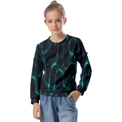 Green Pattern Background Abstract Kids  Long Sleeve T-shirt With Frill  by Hannah976