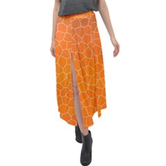 Orange Mosaic Structure Background Velour Split Maxi Skirt by Hannah976