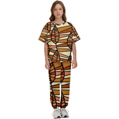 Autumn Leaf Mosaic Seamless Kids  T-shirt And Pants Sports Set by Hannah976