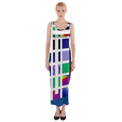 Color Graffiti Pattern Geometric Fitted Maxi Dress by Hannah976