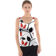 Rose Hip Pattern Branches Autumn Women s Basic Tank Top by Hannah976