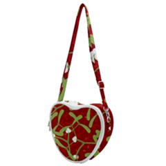 Mistletoe Christmas Texture Advent Heart Shoulder Bag by Hannah976