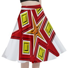 Pattern Tile Decorative Design Star A-line Full Circle Midi Skirt With Pocket by Hannah976