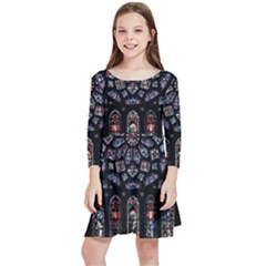 Rosette Cathedral Kids  Quarter Sleeve Skater Dress by Hannah976