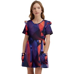 Let That Shit Go Buddha Low Poly (6) Kids  Frilly Sleeves Pocket Dress by 1xmerch