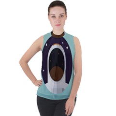 Astronaut Space Astronomy Universe Mock Neck Chiffon Sleeveless Top by Sarkoni