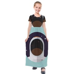 Astronaut Space Astronomy Universe Kids  Short Sleeve Maxi Dress by Sarkoni