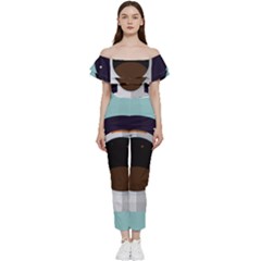 Astronaut Space Astronomy Universe Bardot Ruffle Jumpsuit by Sarkoni