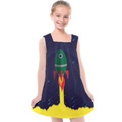 Rocket Halftone Astrology Astronaut Kids  Cross Back Dress by Sarkoni