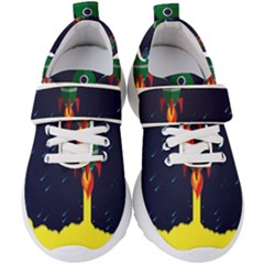 Rocket Halftone Astrology Astronaut Kids  Velcro Strap Shoes by Sarkoni