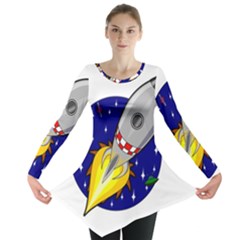 Rocket Ship Launch Vehicle Moon Long Sleeve Tunic  by Sarkoni