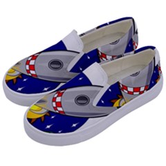 Rocket Ship Launch Vehicle Moon Kids  Canvas Slip Ons by Sarkoni