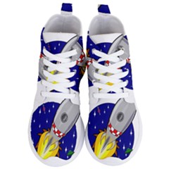 Rocket Ship Launch Vehicle Moon Women s Lightweight High Top Sneakers by Sarkoni