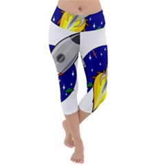 Rocket Ship Launch Vehicle Moon Lightweight Velour Capri Yoga Leggings by Sarkoni