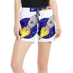 Rocket Ship Launch Vehicle Moon Women s Runner Shorts by Sarkoni