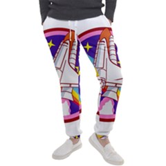 Badge Patch Pink Rainbow Rocket Men s Jogger Sweatpants by Sarkoni