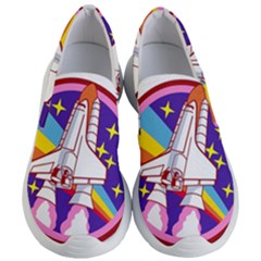 Badge Patch Pink Rainbow Rocket Women s Lightweight Slip Ons by Sarkoni