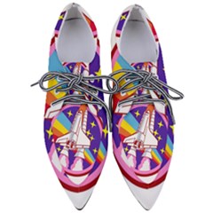 Badge Patch Pink Rainbow Rocket Pointed Oxford Shoes by Sarkoni