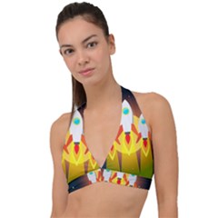 Rocket Take Off Missiles Cosmos Halter Plunge Bikini Top by Sarkoni