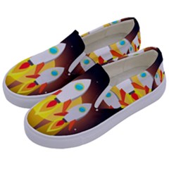 Rocket Take Off Missiles Cosmos Kids  Canvas Slip Ons by Sarkoni