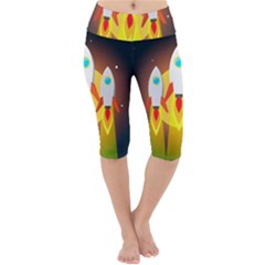 Rocket Take Off Missiles Cosmos Lightweight Velour Cropped Yoga Leggings by Sarkoni