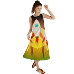 Rocket Take Off Missiles Cosmos Summer Maxi Dress by Sarkoni