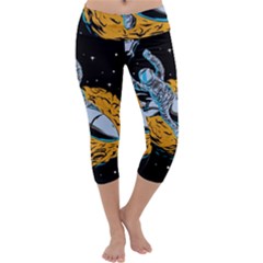 Astronaut Planet Space Science Capri Yoga Leggings by Sarkoni