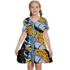 Astronaut Planet Space Science Kids  Short Sleeve Tiered Mini Dress by Sarkoni