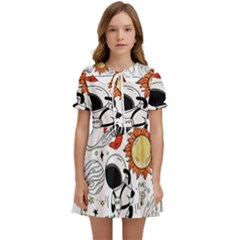 Astronaut Drawing Planet Kids  Sweet Collar Dress by Sarkoni