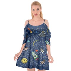 Cat Cosmos Cosmonaut Rocket Cutout Spaghetti Strap Chiffon Dress by Grandong