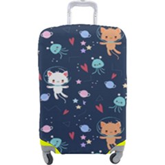 Cute Astronaut Cat With Star Galaxy Elements Seamless Pattern Luggage Cover (large) by Grandong