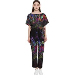 Grunge Paint Splatter Splash Ink Batwing Lightweight Chiffon Jumpsuit by Grandong