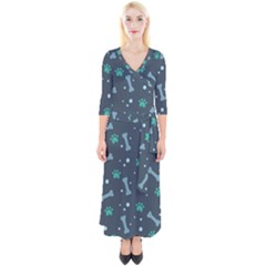 Bons Foot Prints Pattern Background Quarter Sleeve Wrap Maxi Dress by Grandong