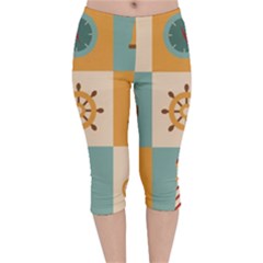 Nautical Elements Collection Velvet Capri Leggings  by Grandong