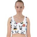 Playing Pandas Cartoons Velvet Racer Back Crop Top View1