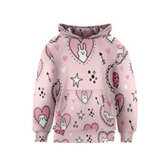 Cartoon Cute Valentines Day Doodle Heart Love Flower Seamless Pattern Vector Kids  Pullover Hoodie by Apen