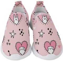 Cartoon Cute Valentines Day Doodle Heart Love Flower Seamless Pattern Vector Kids  Slip On Sneakers by Apen