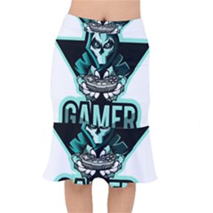 Gamer Illustration Gamer Video Game Logo Short Mermaid Skirt by Sarkoni