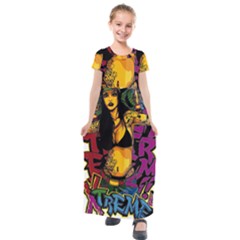 Xtreme Skateboard Graffiti Kids  Short Sleeve Maxi Dress by Sarkoni