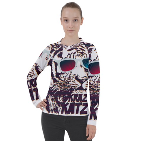 Krazy Katz 3d Tiger Roar Animal Women s Pique Long Sleeve T-shirt by Sarkoni