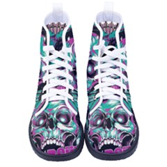 Anarchy Skull And Birds Kid s High-top Canvas Sneakers by Sarkoni