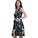 Space Theme Art Pattern Design Wallpaper Sleeveless V-Neck Skater Dress with Pockets View2