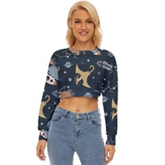 Space Theme Art Pattern Design Wallpaper Lightweight Long Sleeve Sweatshirt by Proyonanggan