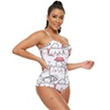 Cute Cat Chef Cooking Seamless Pattern Cartoon Retro Full Coverage Swimsuit View3